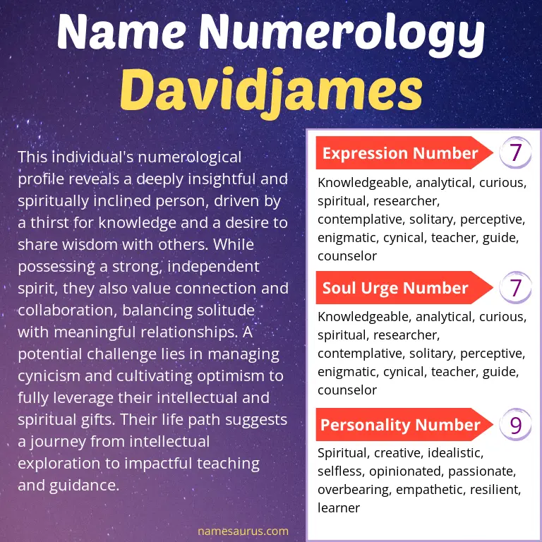 numerology of the name davidjames.