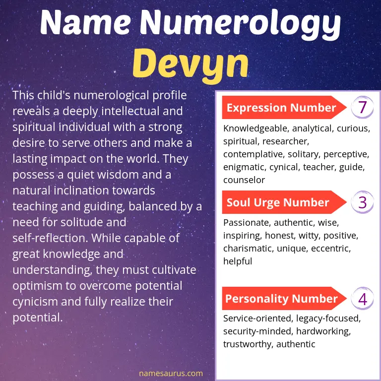 numerology of the name devyn.