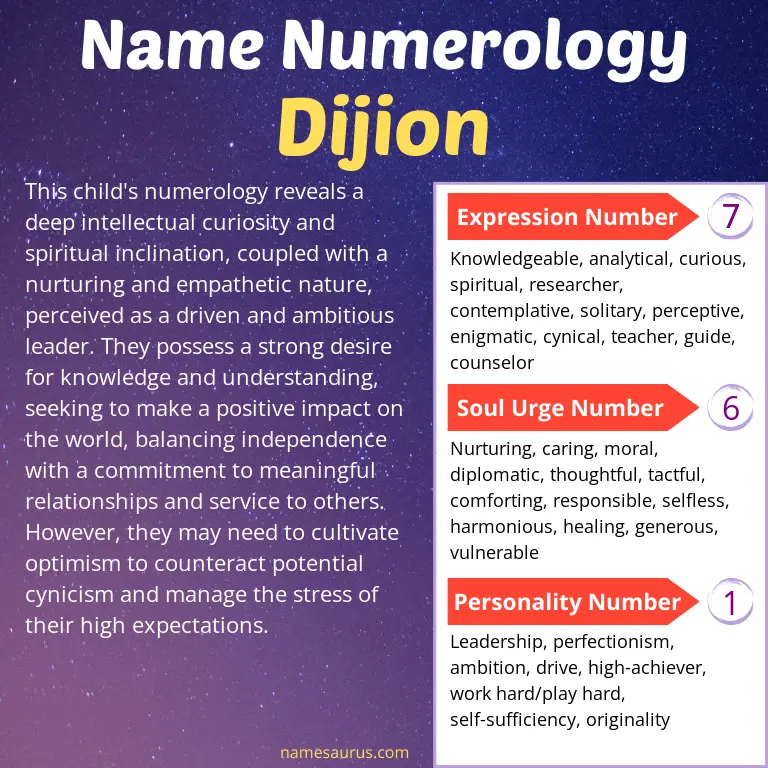 numerology of the name dijion.