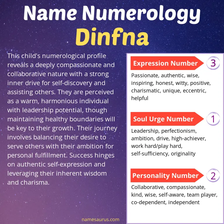 numerology of the name dinfna.