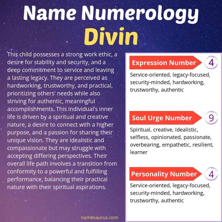 numerology of the name divin.