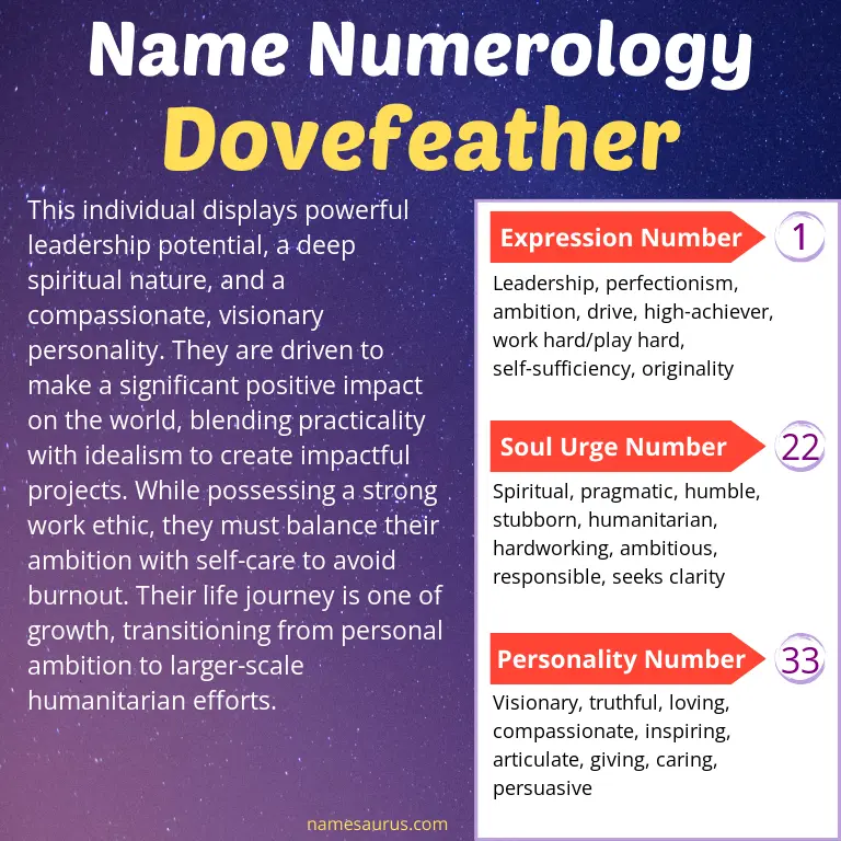numerology of the name dovefeather.