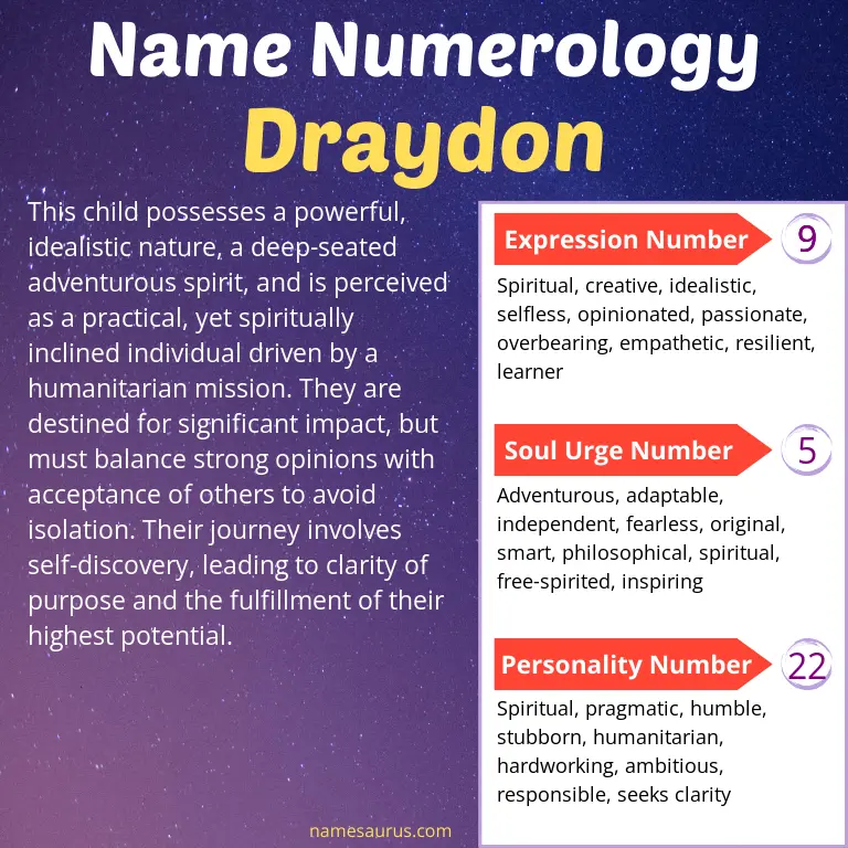 numerology of the name draydon.