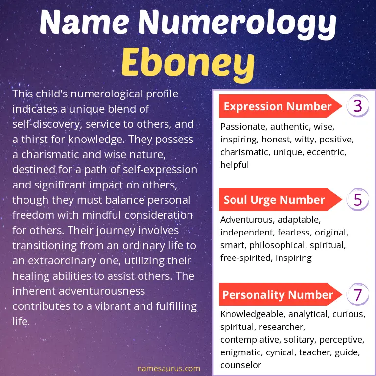 numerology of the name eboney.