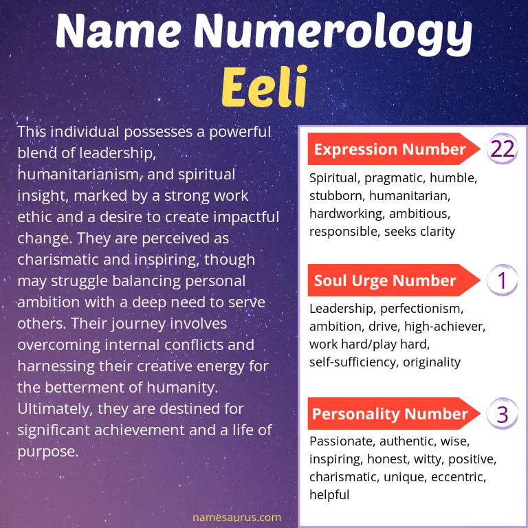 numerology of the name eeli.