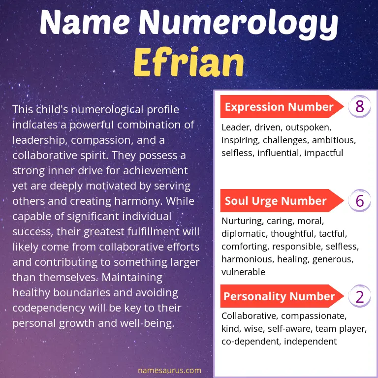 numerology of the name efrian.