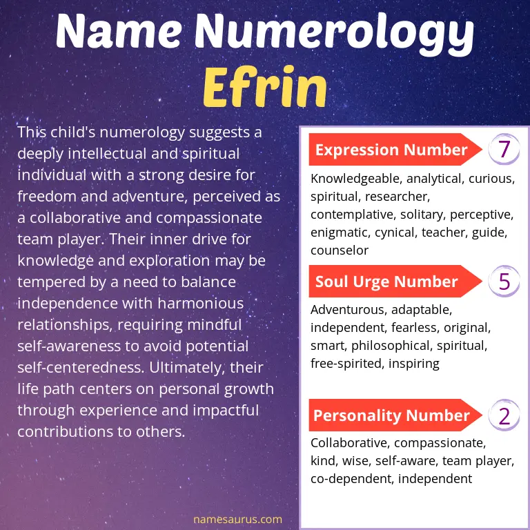 numerology of the name efrin.
