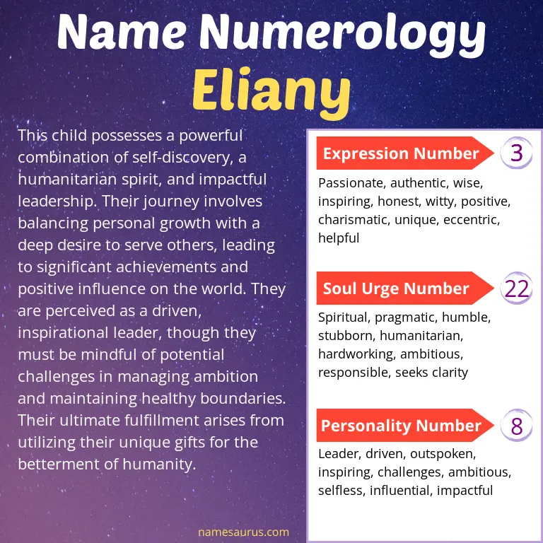 numerology of the name eliany.