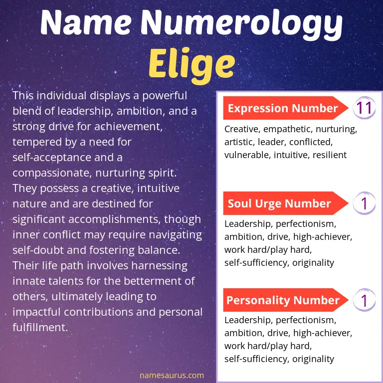 numerology of the name elige.