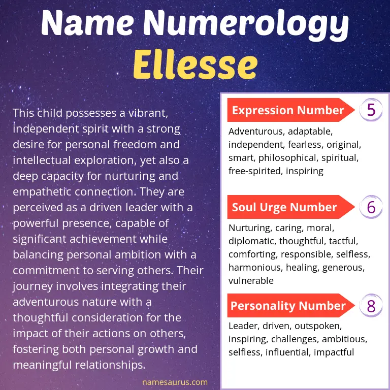 numerology of the name ellesse.