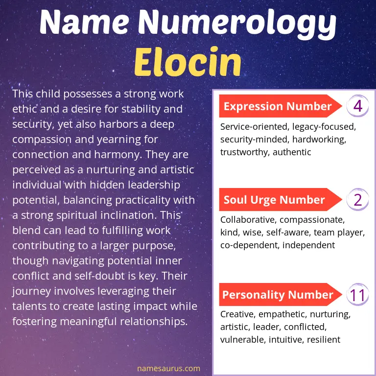 numerology of the name elocin.