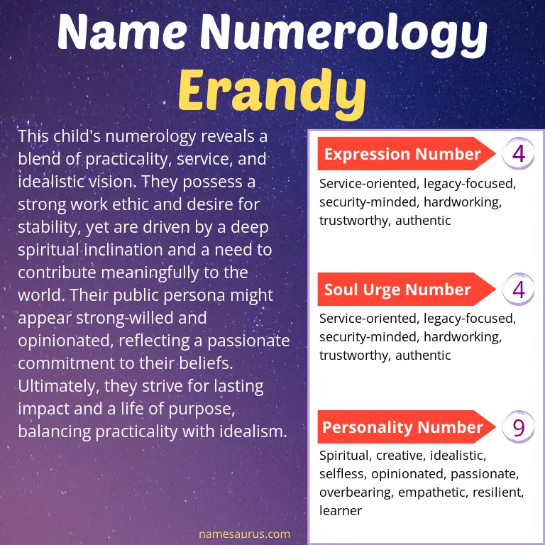 numerology of the name erandy.