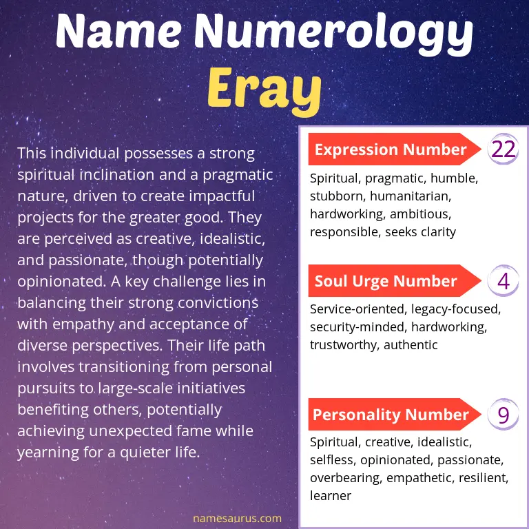 numerology of the name eray.