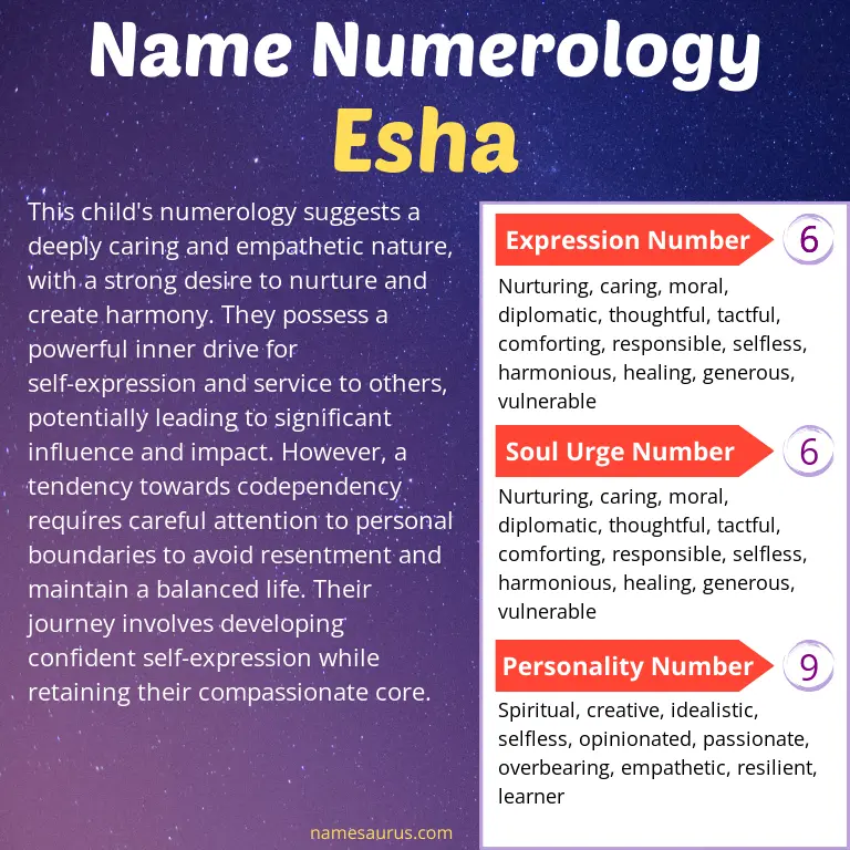 numerology of the name esha.