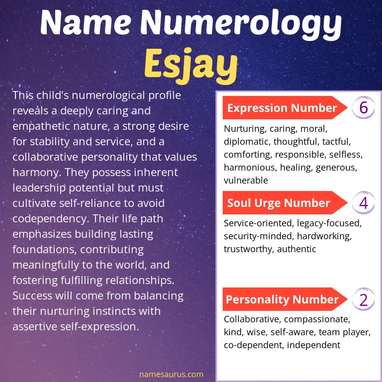 numerology of the name esjay.