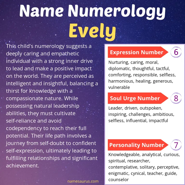 numerology of the name evely.