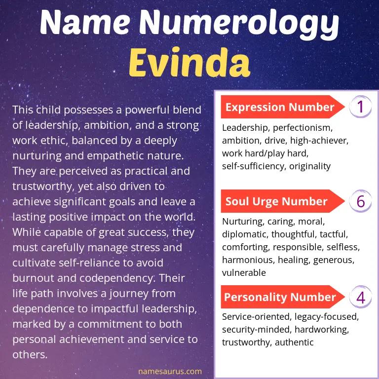 numerology of the name evinda.