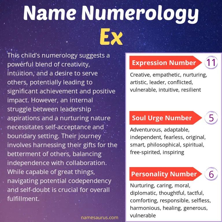 numerology of the name ex.