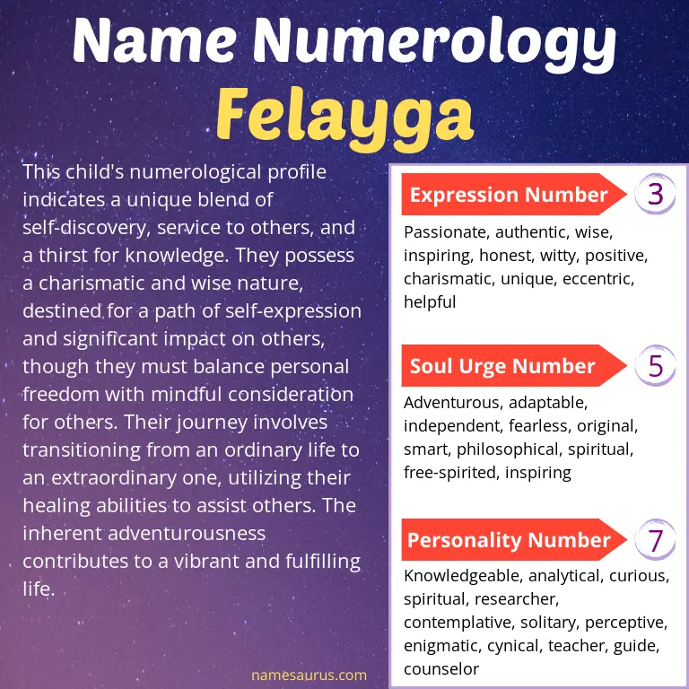 numerology of the name felayga.