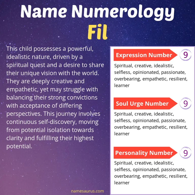 numerology of the name fil.
