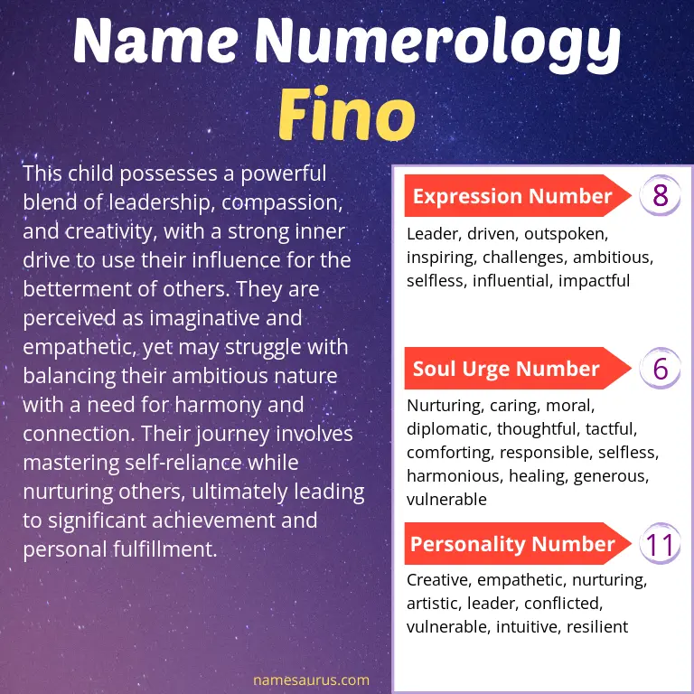 numerology of the name fino.