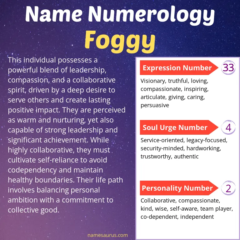 numerology of the name foggy.
