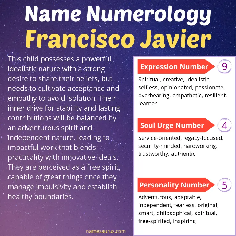numerology of the name francisco javier.