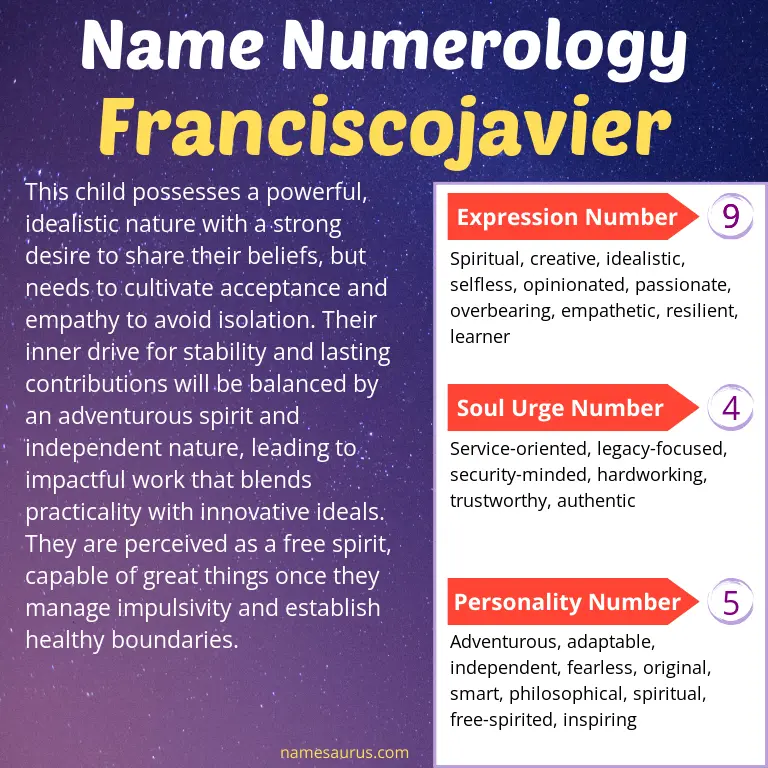 numerology of the name franciscojavier.