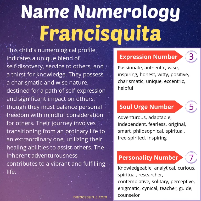 numerology of the name francisquita.