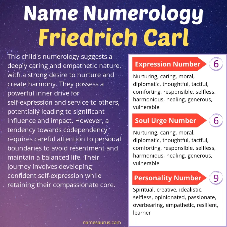 numerology of the name friedrich carl.