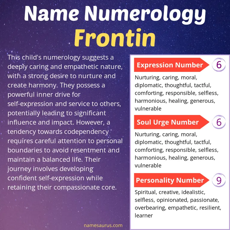 numerology of the name frontin.