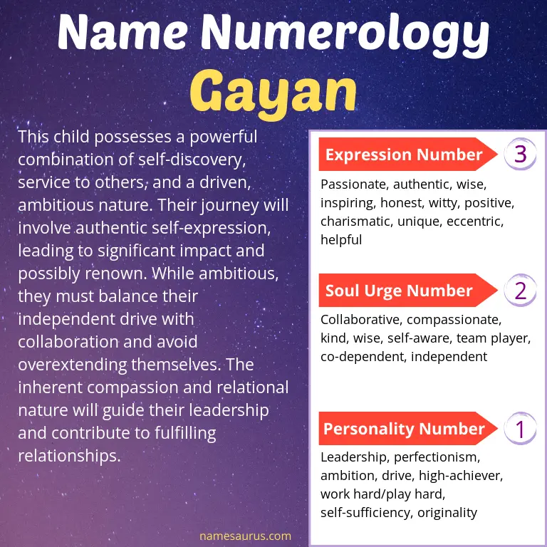 numerology of the name gayan.