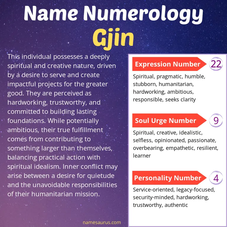 numerology of the name gjin.