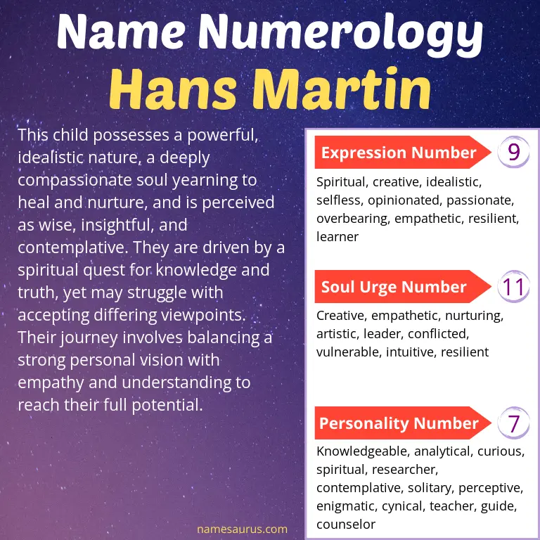 numerology of the name hans martin.