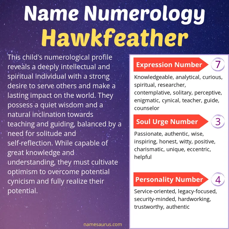 numerology of the name hawkfeather.