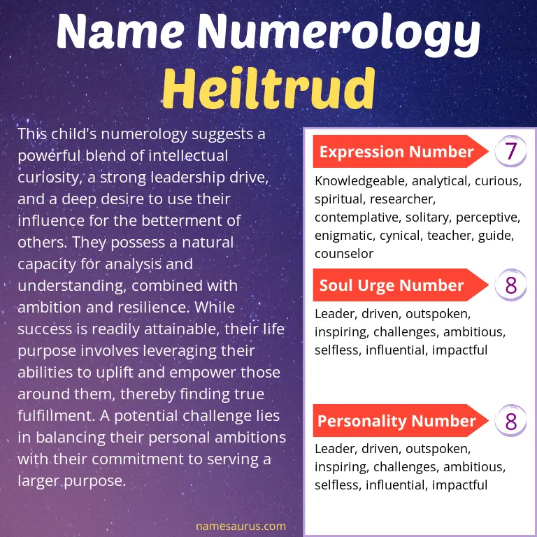 numerology of the name heiltrud.