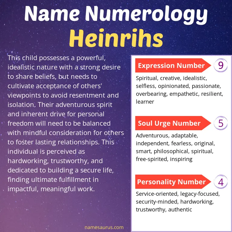 numerology of the name heinrihs.