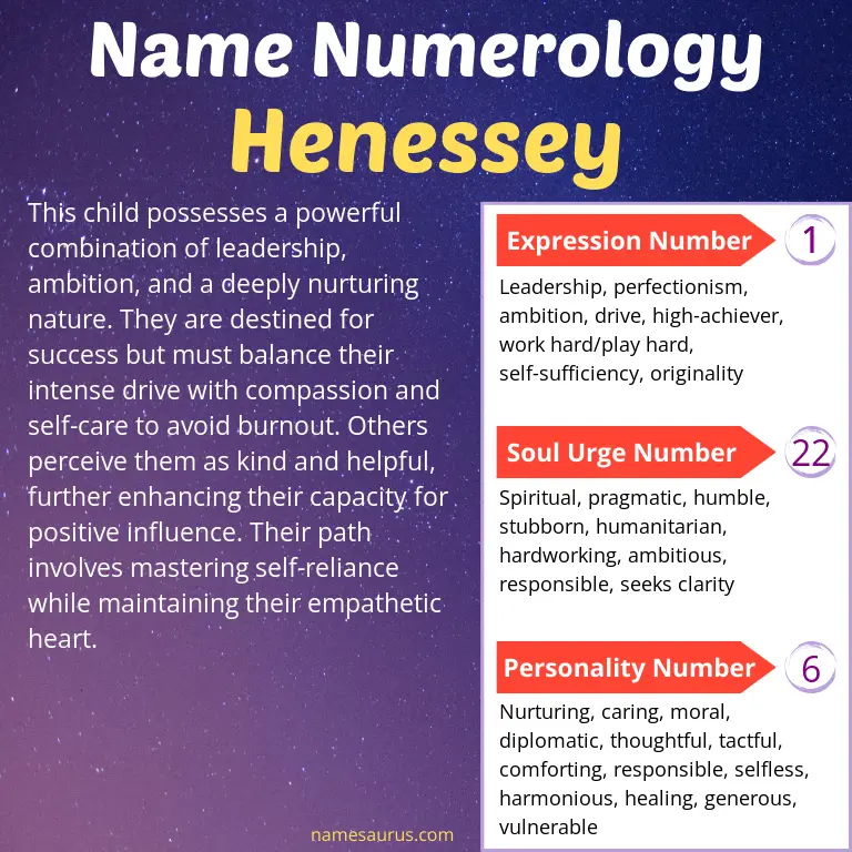 numerology of the name henessey.