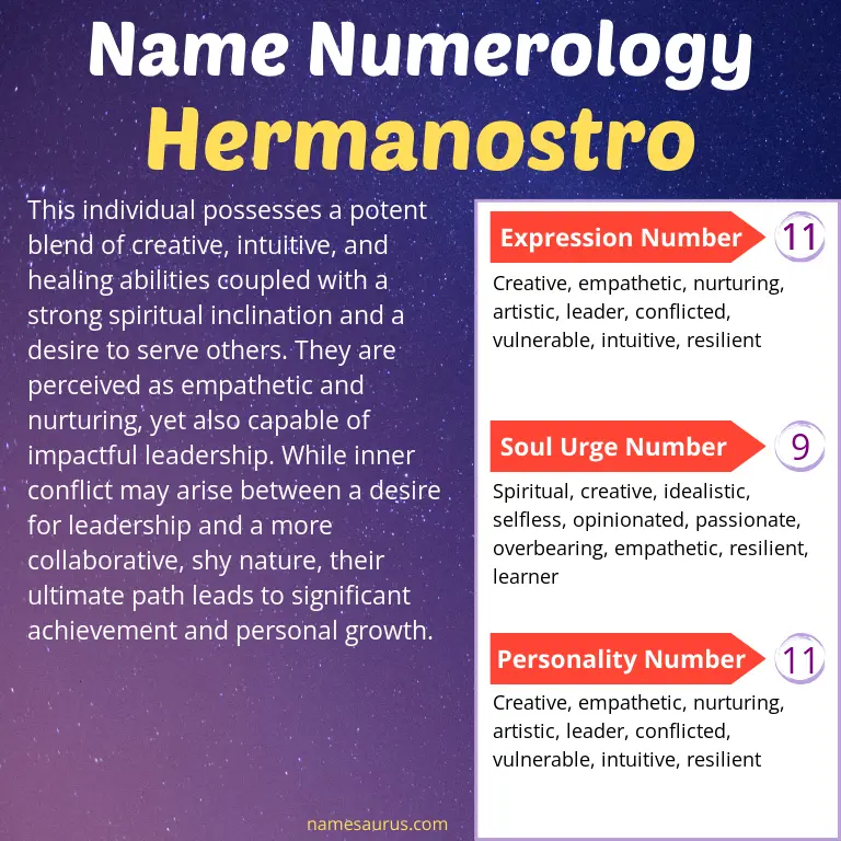numerology of the name hermanostro.