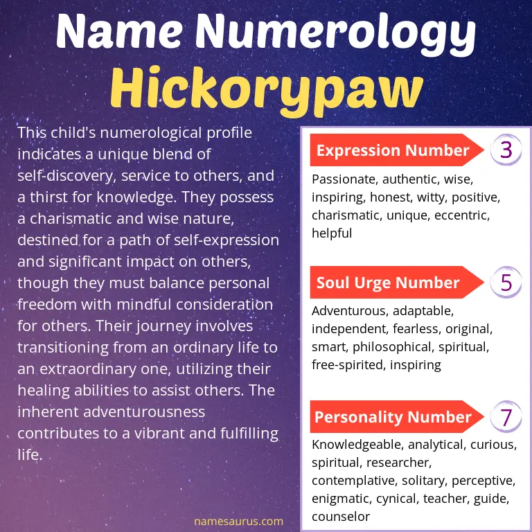numerology of the name hickorypaw.