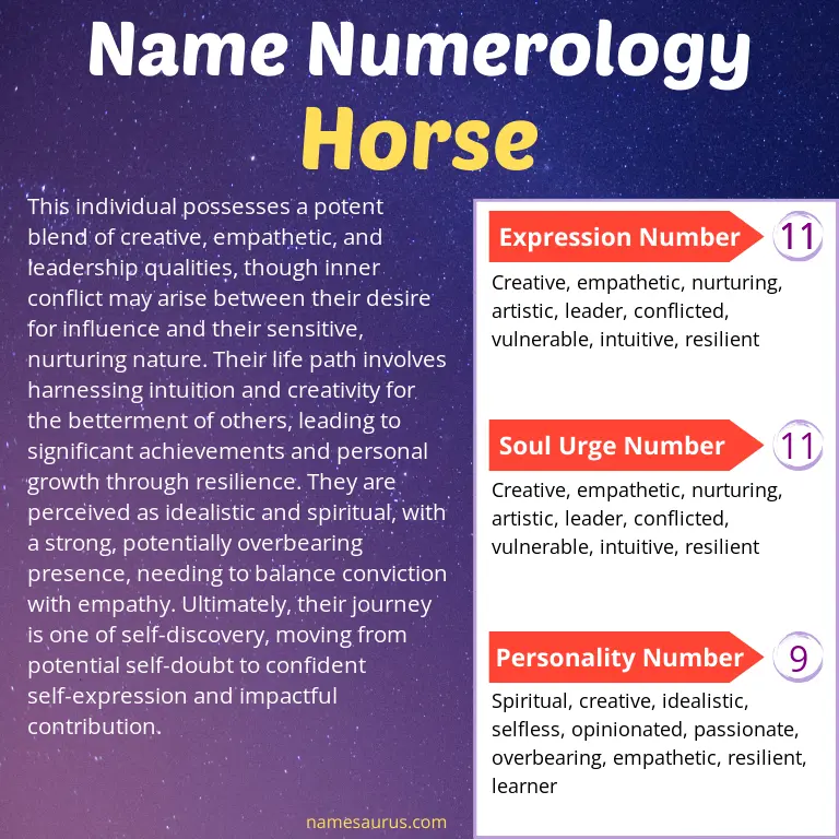 numerology of the name horse.