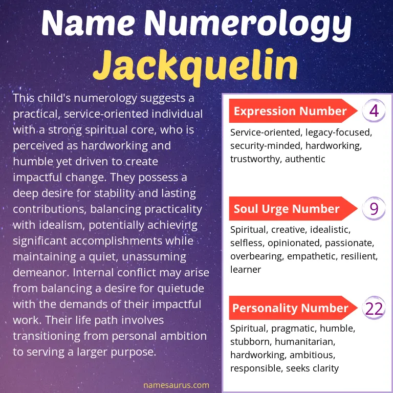numerology of the name jackquelin.