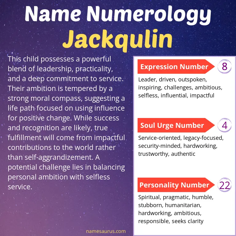 numerology of the name jackqulin.