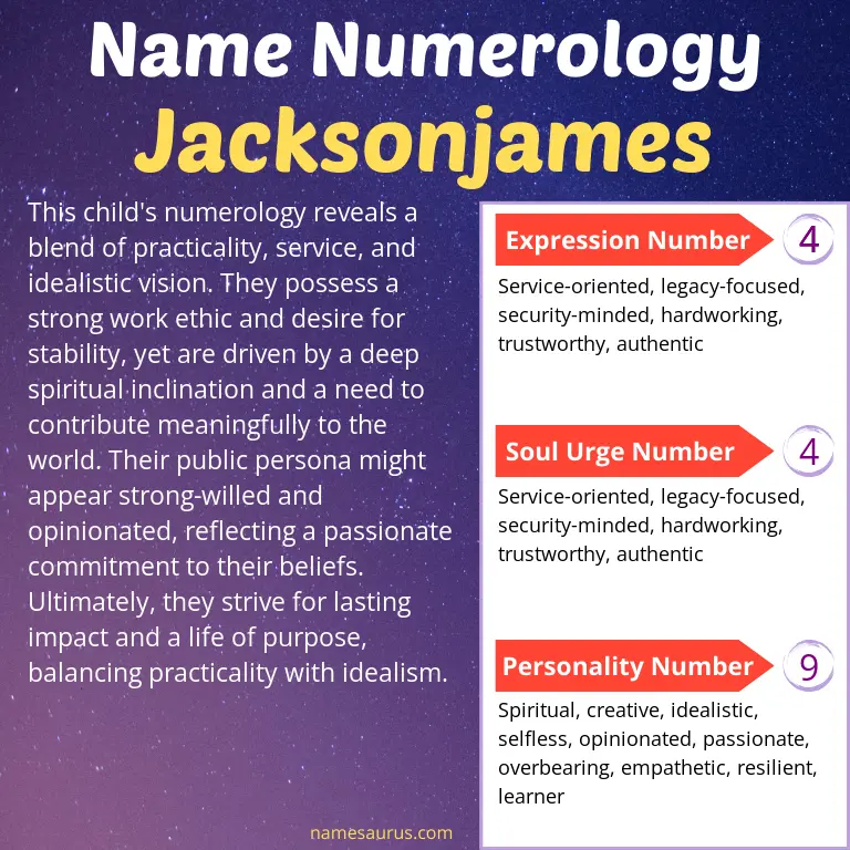 numerology of the name jacksonjames.