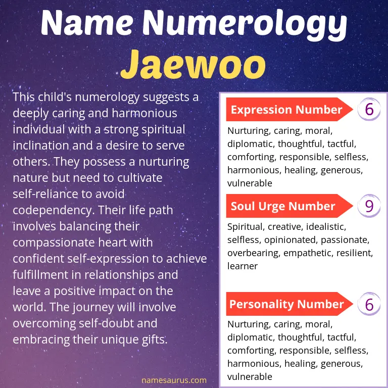 numerology of the name jaewoo.