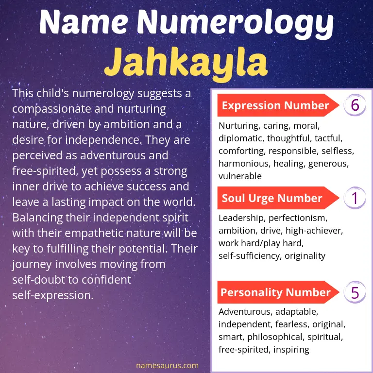 numerology of the name jahkayla.