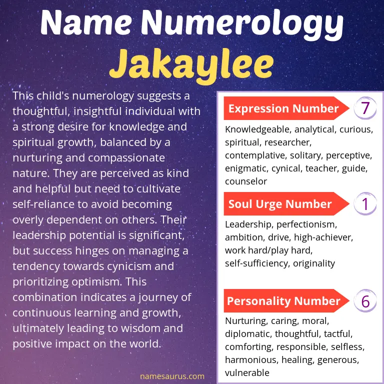 numerology of the name jakaylee.