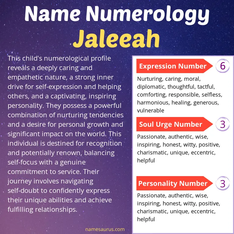 numerology of the name jaleeah.