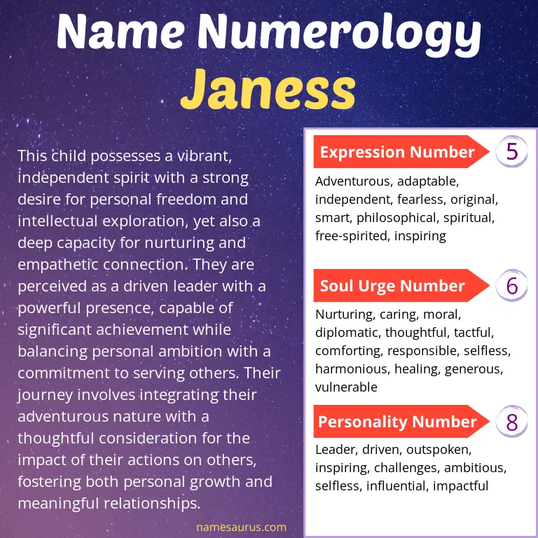 numerology of the name janess.