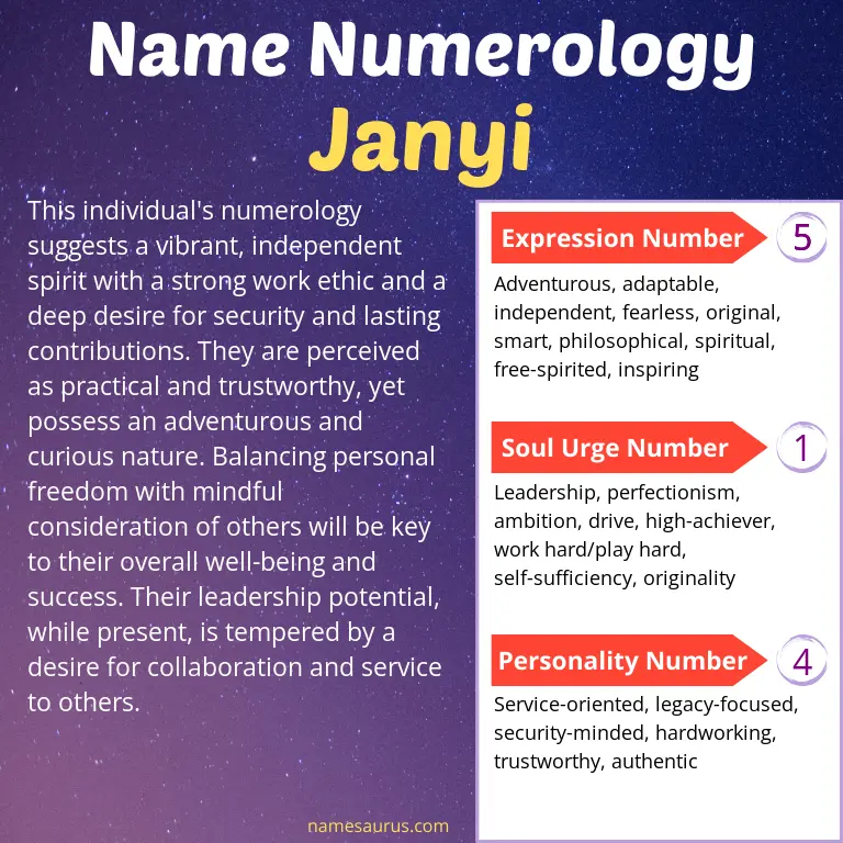 numerology of the name janyi.